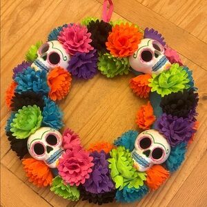 Colorful Skull Floral Wreath